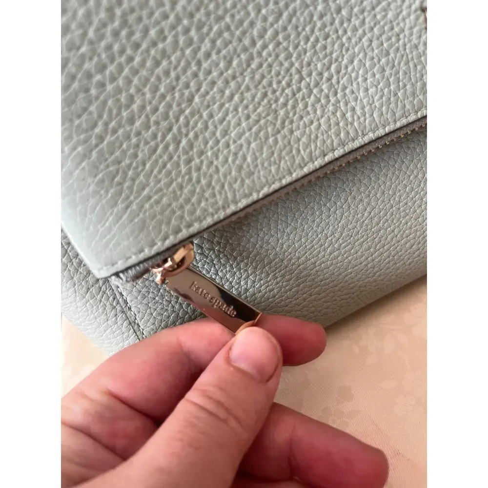 Kate Spade Leila Medium Flap Shoulder Bag and Lena Medium Bifold Wallet in Sage